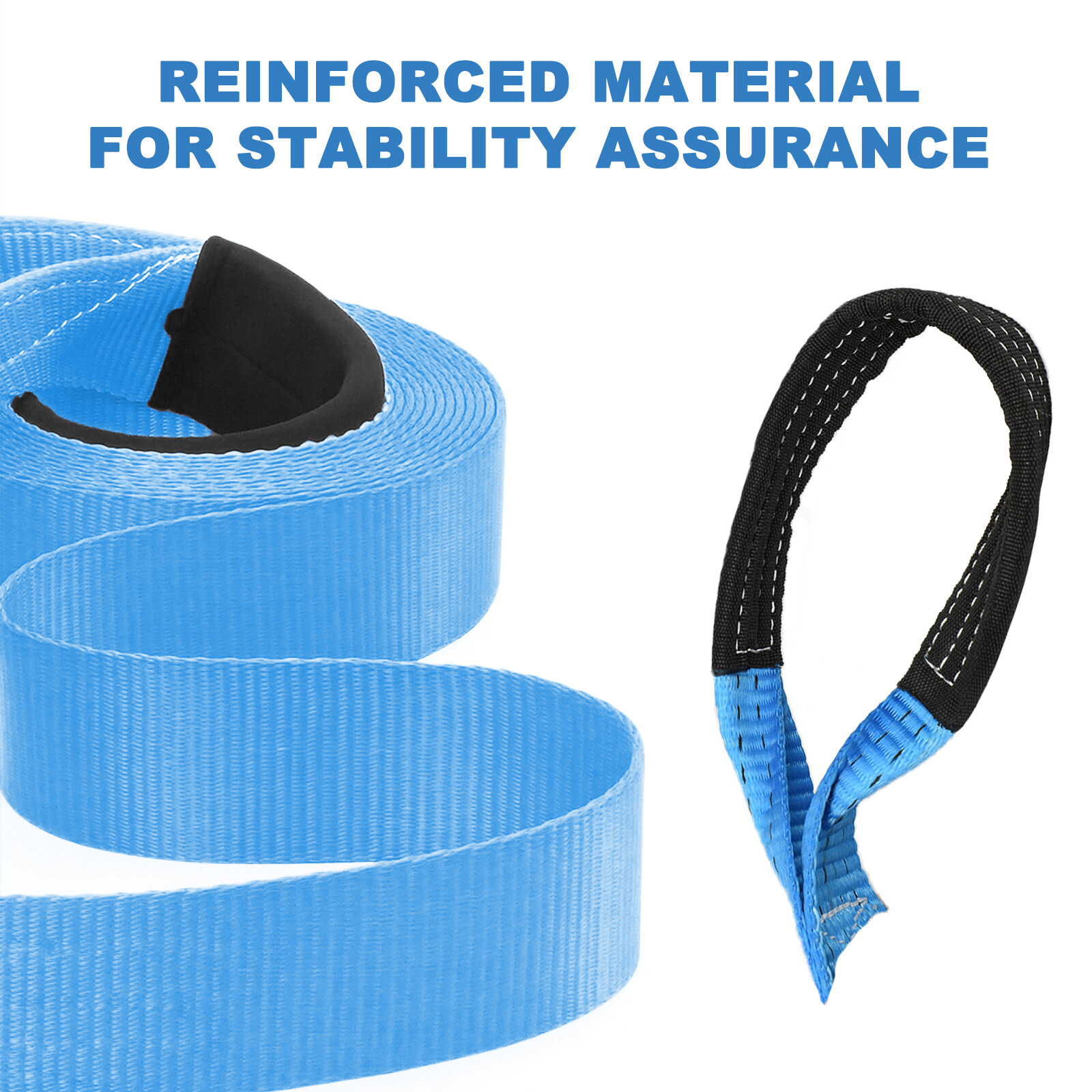 16' 8 Tons Heavy Duty Winch Tow Strap Towing Rope Road Recovery Emergency Tool