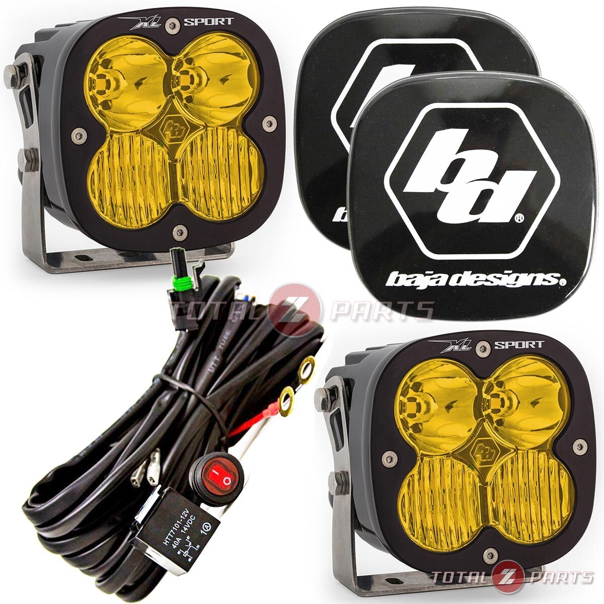 Baja Designs® XL Sport Driving/Combo Amber LED Lights Pair, Rock Guards, Wiring