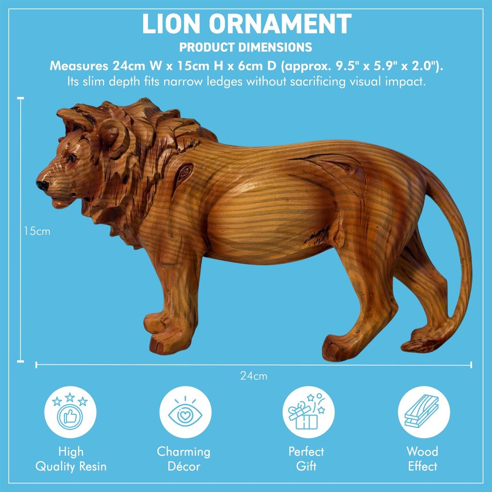 𝗪𝗢𝗢𝗗𝗘𝗡 𝗘𝗙𝗙𝗘𝗖𝗧 𝗟𝗜𝗢𝗡 𝗢𝗥𝗡𝗔𝗠𝗘𝗡𝗧 |Freestanding Animal Figure