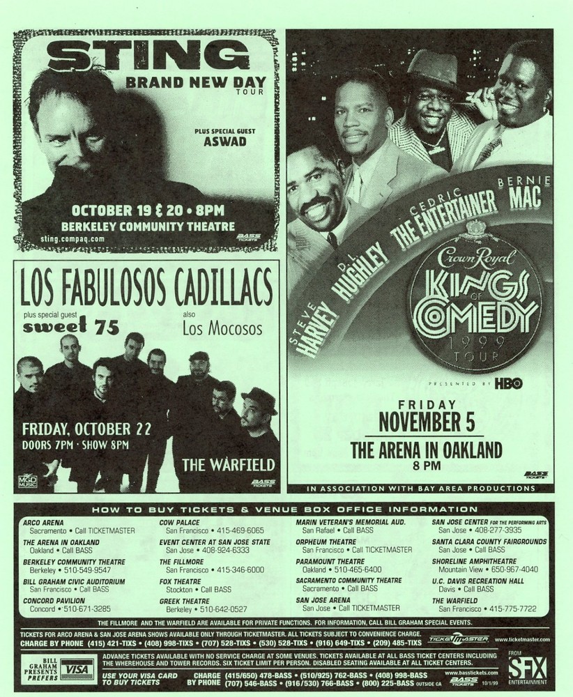 1999 Bridge School Concert Flyer; Neil Young Pearl Jam Brian Wilson The Who