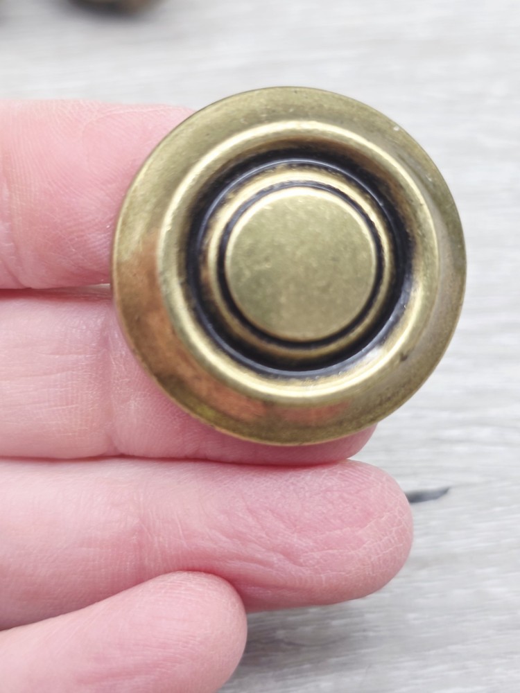 8 Vintage Brass Round Reclaimed Drawer Pulls Knobs With Hardware