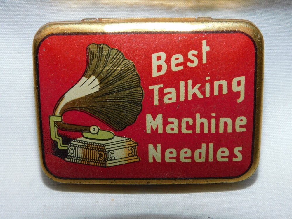 ANTIQUE " BEST TALKING MACHINE NEEDLES " PHONOGRAPH / GRAMOPHONE TIN NEEDLE BOX