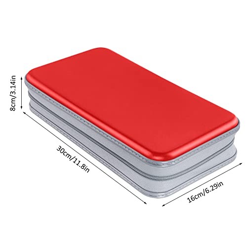 CD Case Holder, 80 Capacity CD/DVD Case Holders Wallet Hard Plastic CD DVD Red