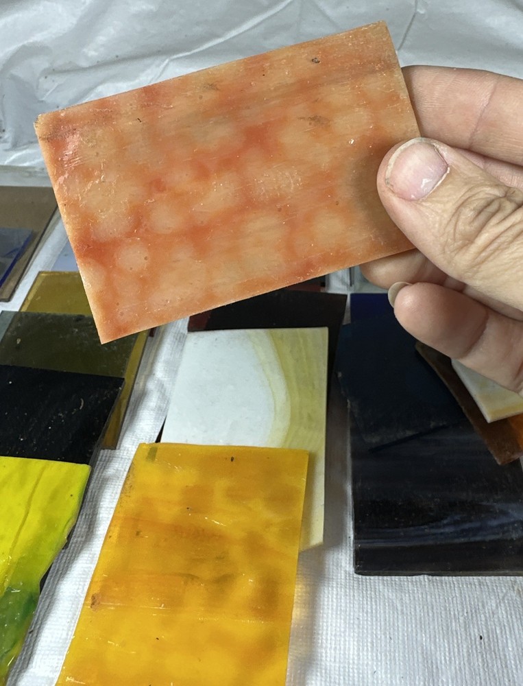 39 PC STAINED GLASS 2 X 3 MIXED Mosaic SAMPLE Rectangle Texture Mottle Slag