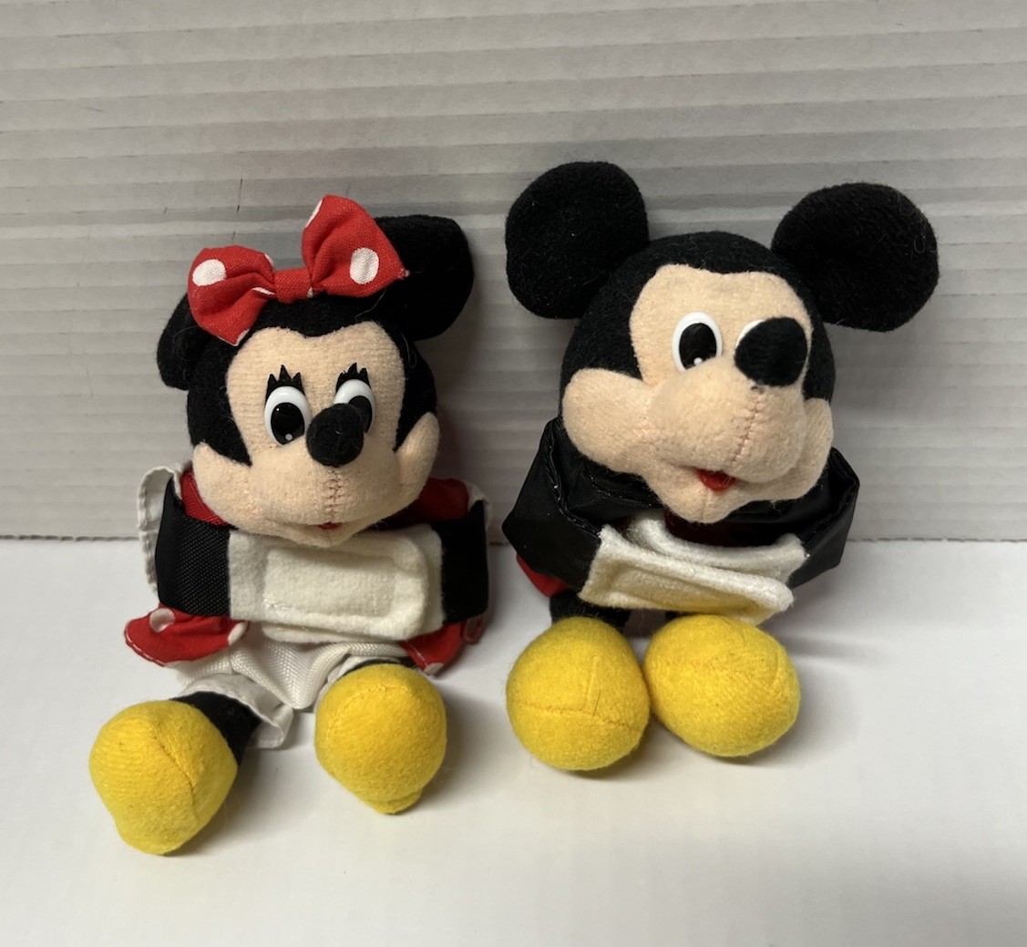 Disney Mickey & Minnie Plush Wrist Zippered Coin Purse Set D7
