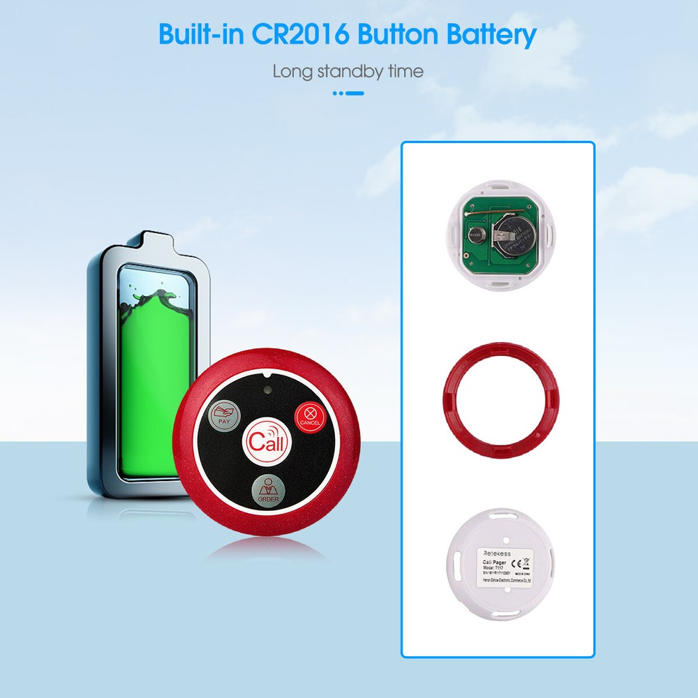 Retekess T128 Restaurant Wireless Calling System Host 3 Watch 20 Call Button bar