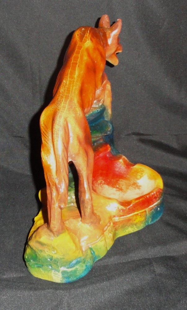 Vintage Chalkware ~ German Shepherd Dog ~ Ashtray ~ unmarked