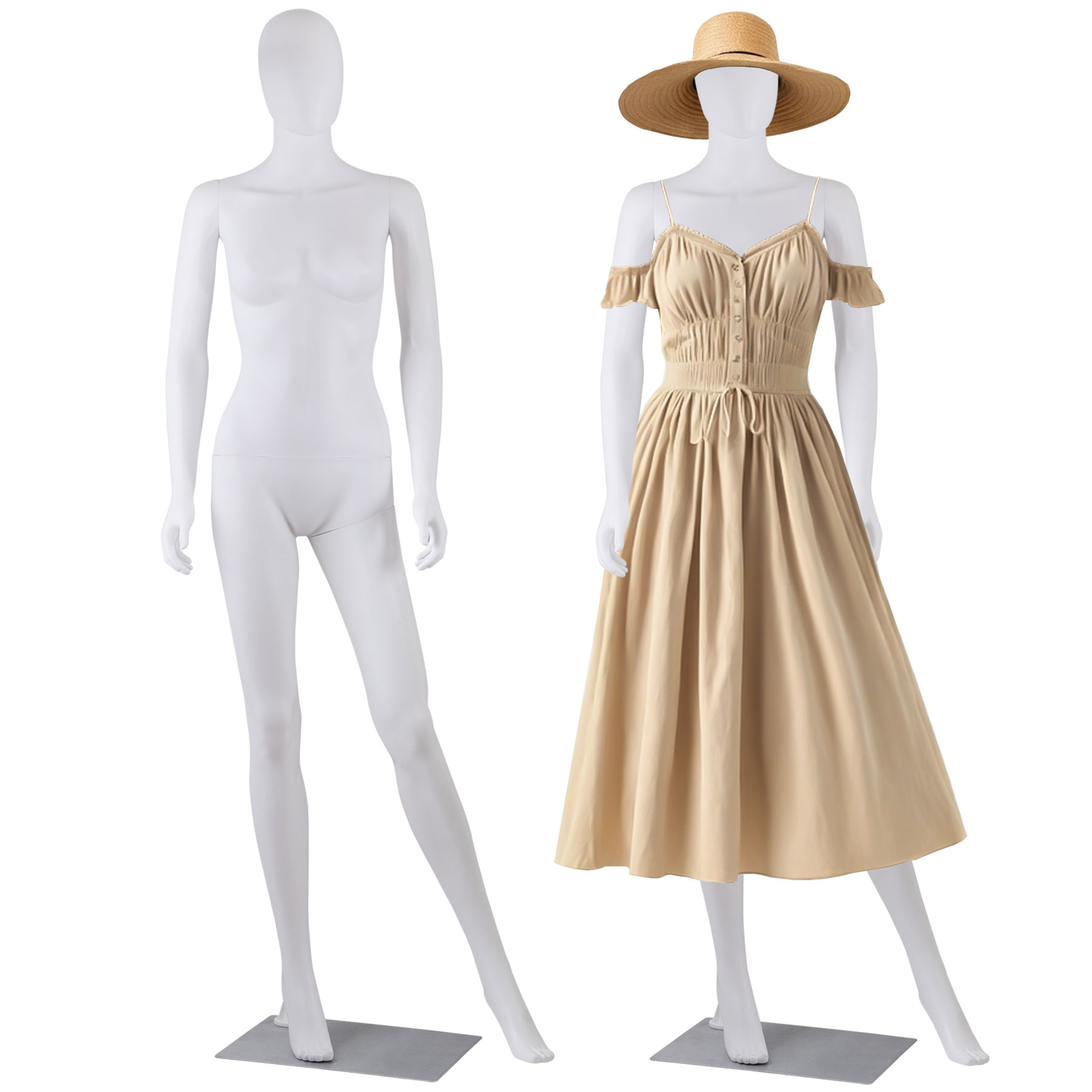 Female Mannequin Full Body Dress Form Adjustable 70" Realistic Detachable White