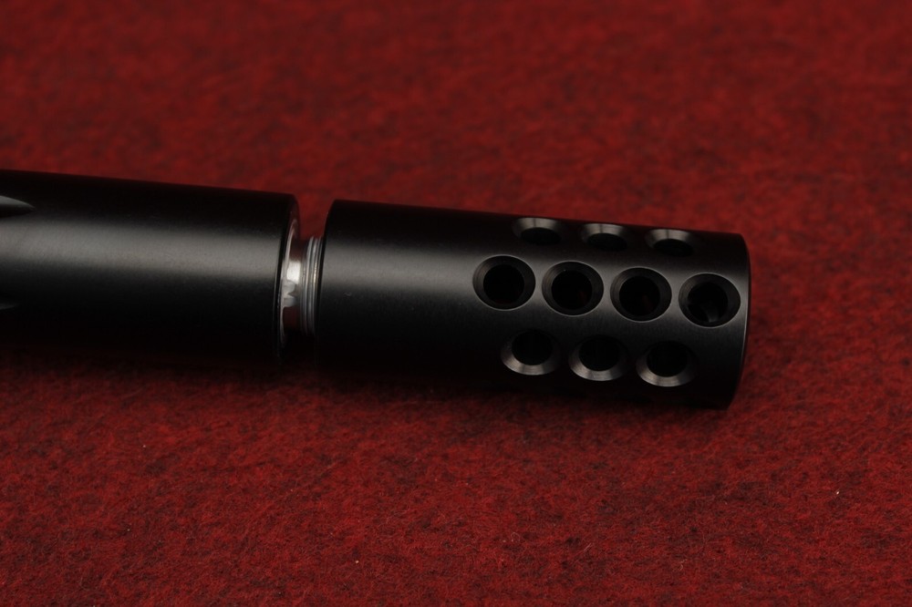 KIDD .22 Muzzle Brake .875 diameter 1/2" x 28 threading - Lightweight Black