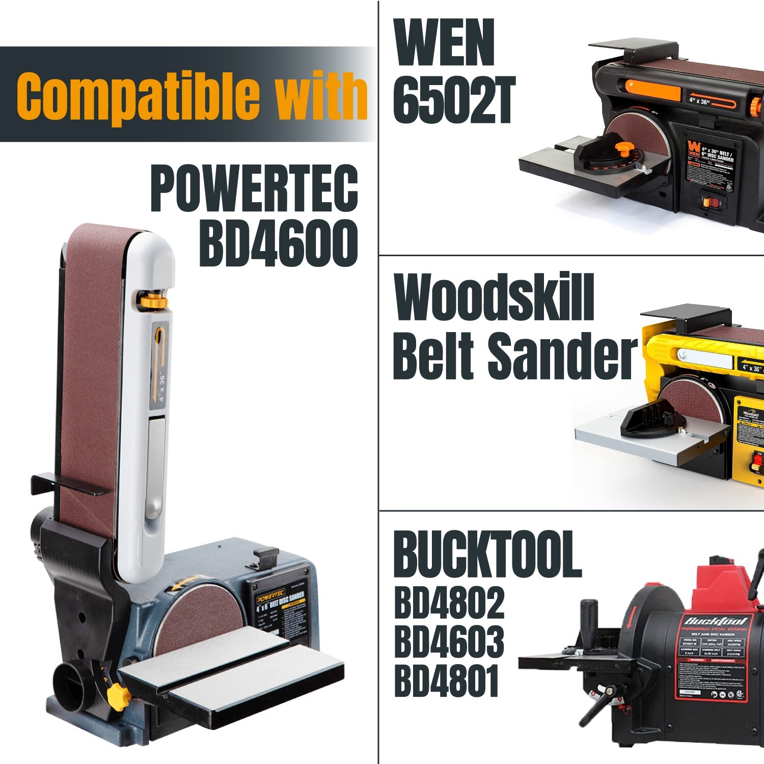 4"x36" Sanding Belts, 80 Grit Aluminum Oxide Sandpaper 10 Pack Belt 110680