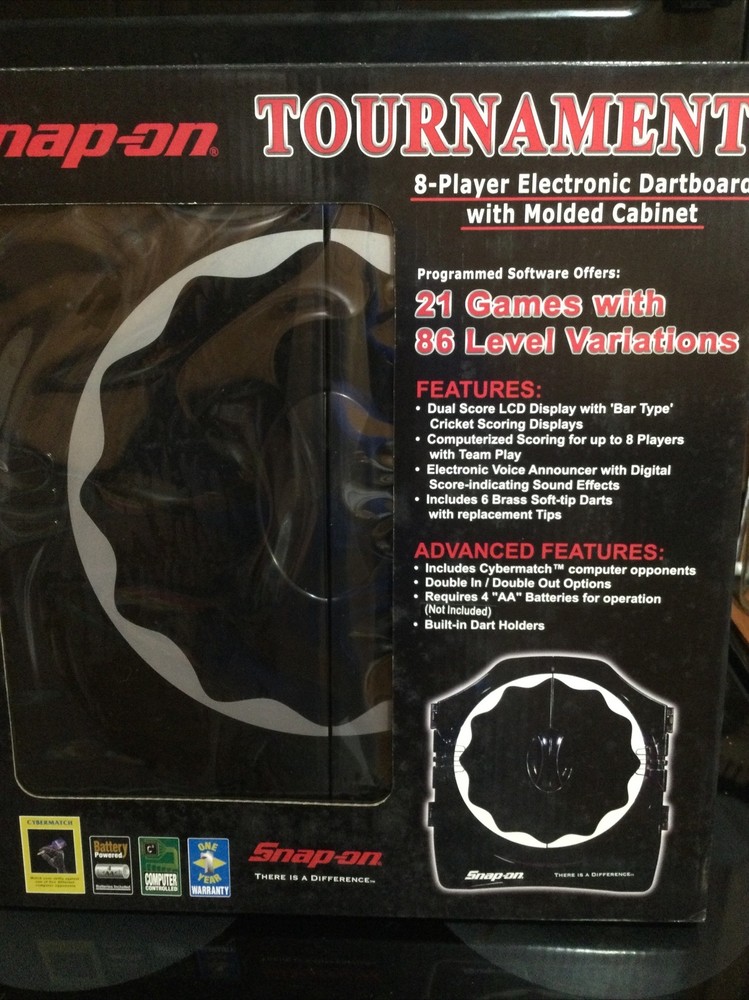 Snap On Tools Tournament Electronic Dartboard W/Molded Cabinet