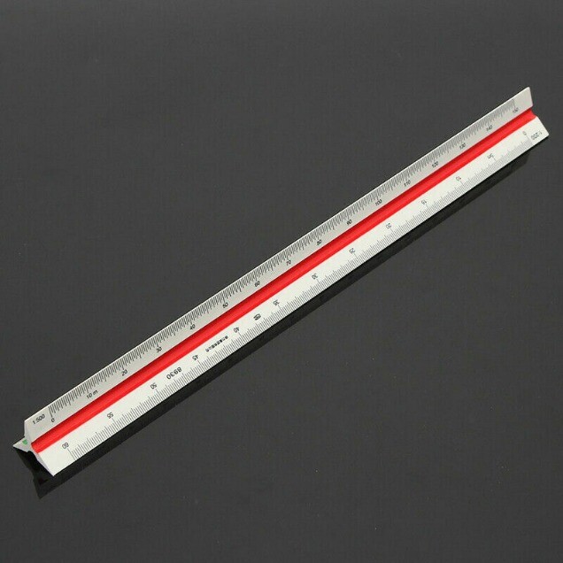 30cm/12" Solid Plastic Metric Triangular Scale Ruler Architect Engineers
