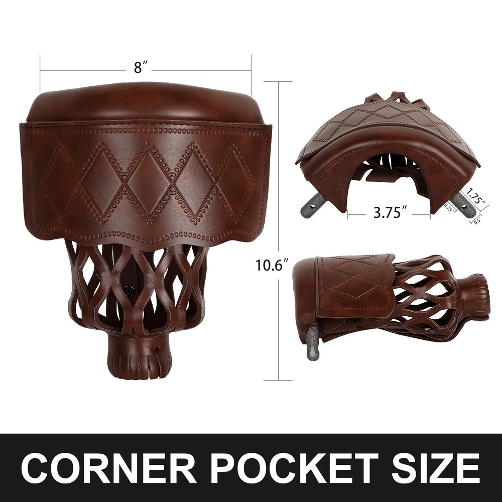 6-Piece PU Leather Billiard Pockets with Diamond Pattern - Durable Accessorie...