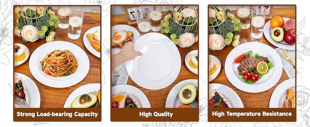 200 Pieces White Plastic Plates Disposable - Include 10 inch Dinner