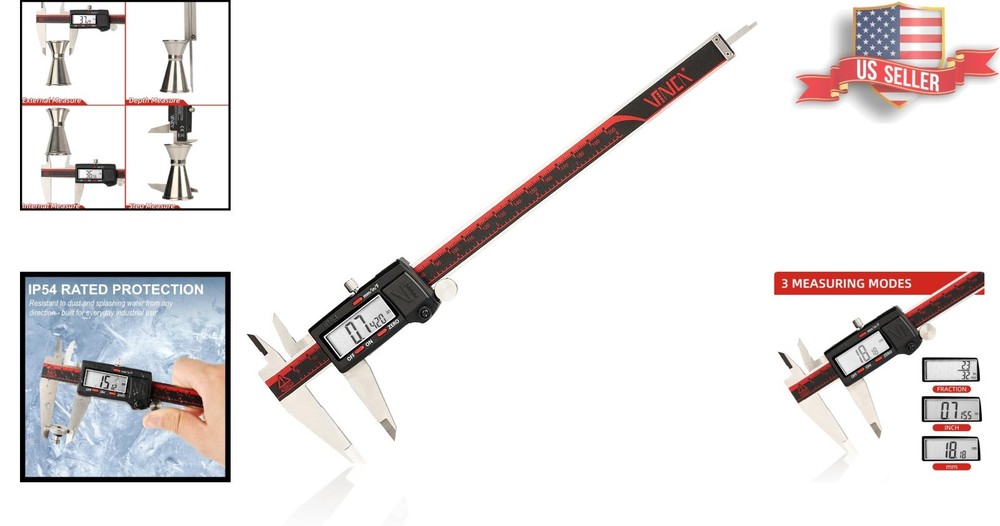 Stainless Steel Digital Caliper 200mm - High Precision with Large LCD Screen
