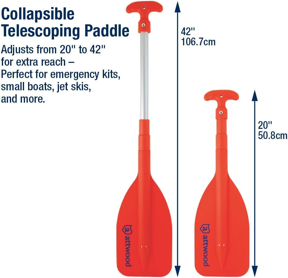 Emergency Telescoping Paddle for Boating, Orange