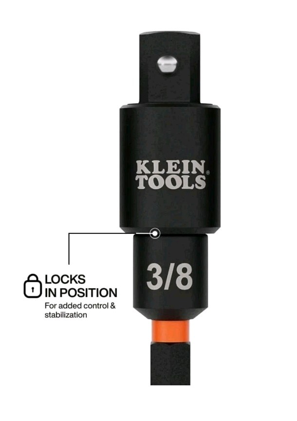 Klein Tools 65813SW Swivel Impact Driver Socket Adapter 3 Piece Set •NEW•