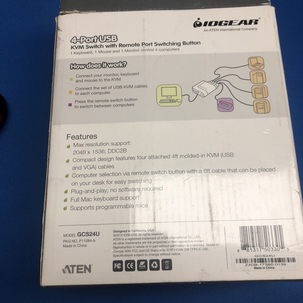 MINT IOGEAR (GCS24U) 4-Ports External KVM switch USB