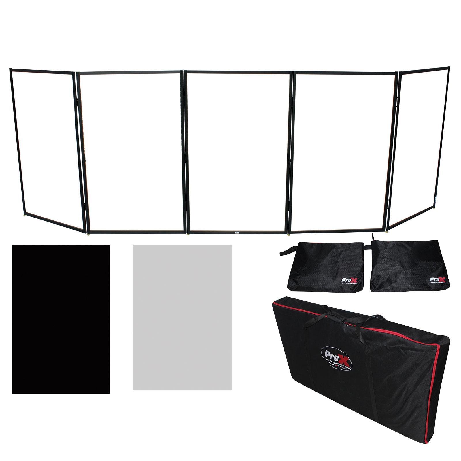 ProX XF-5X3048B Black Aluminum 5 Panel Scrim Facade Frontboard + DJ Chair