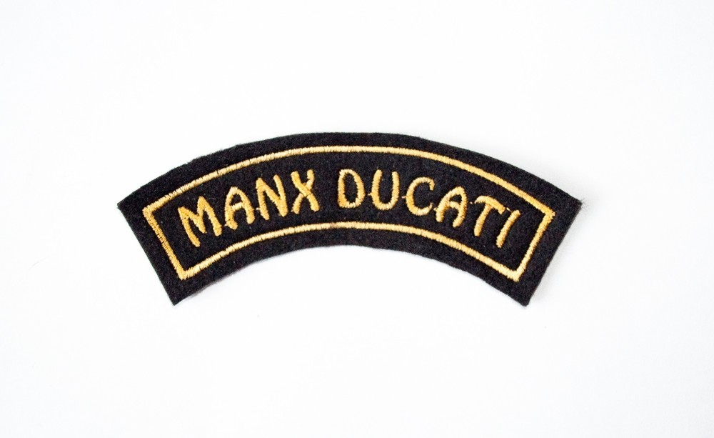 CLASSIC MANX DUCATI EMBROIDERED CURVED MOTORCYCLE PATCH