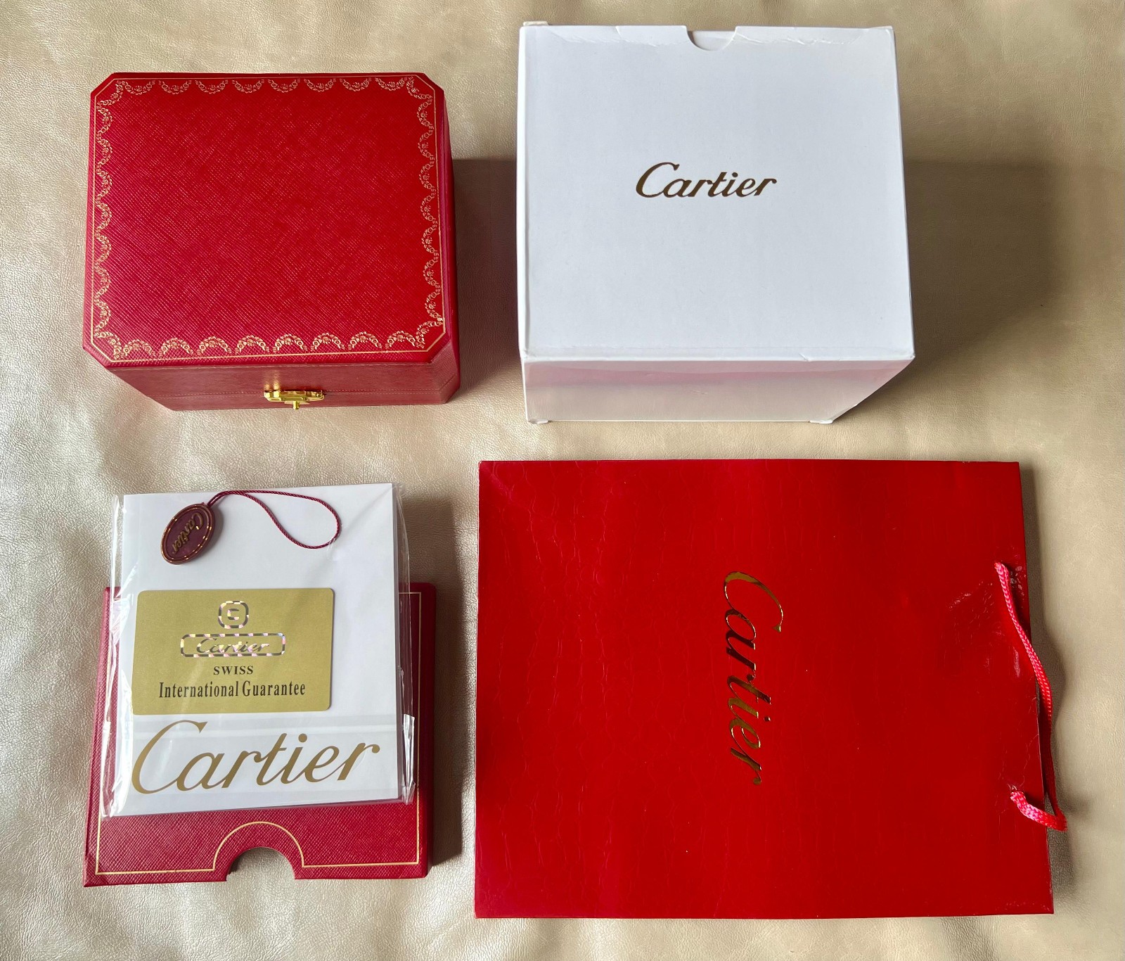 Cartier watch Presentation Box with booklet & Tags Empty Box DUTY PAID