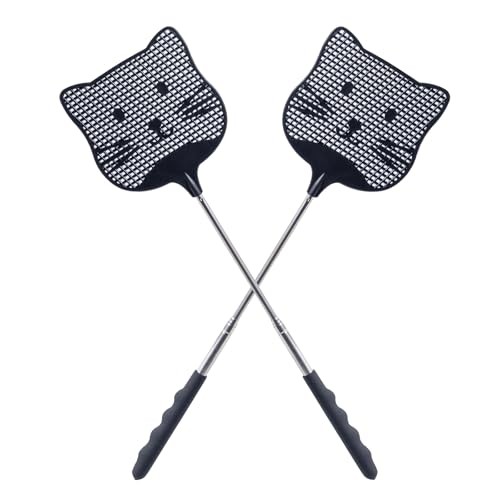 2 Pack Extendable Fly Swatter, 25 inch Long Handle Flyswatters, Plastic 2pack