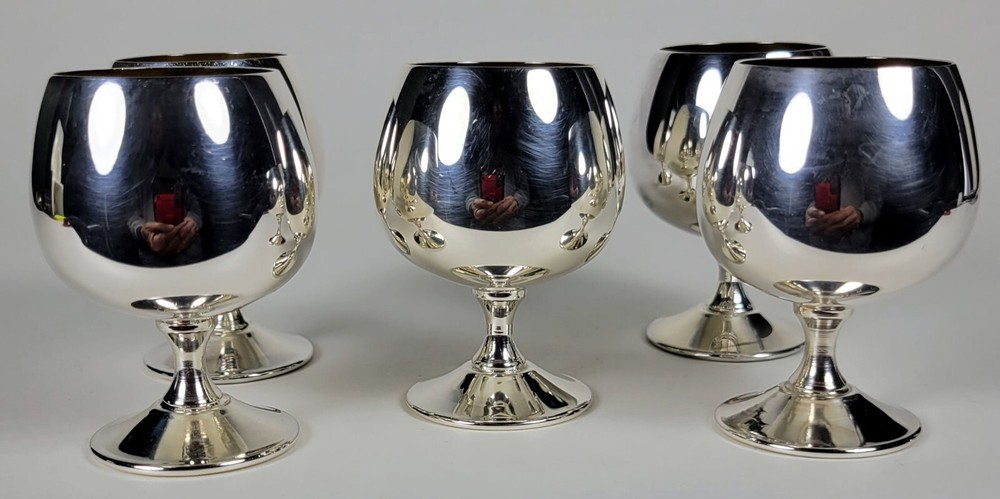 5 Vintage Sheridan Silverplate Cordials Apertif Cups 2-3/8" - Taunton MA