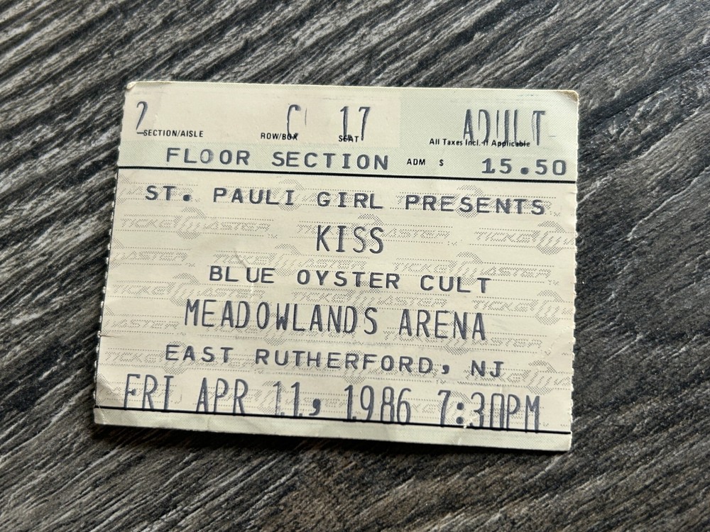 KISS Ticket Stub Asylum Concert Tour Apr 11 1986 Meadowlands NJ Vintage Kiss