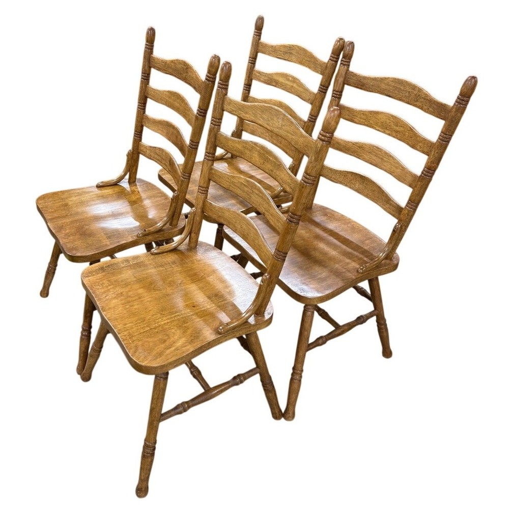 Wood Dining Table Set 4 Chairs Ladder Back