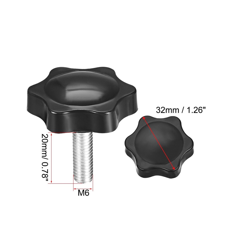 2pcs M6 ×20mm Male Thread Star Screw Knobs Lock Handle