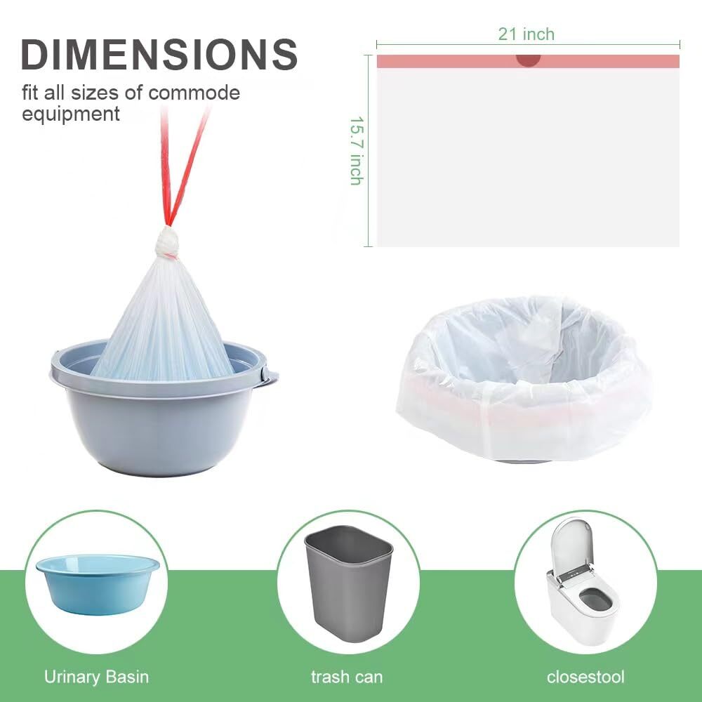 Commode Liners 120PCS Bedside Commode Liners Disposable-Portable Toilet Bags