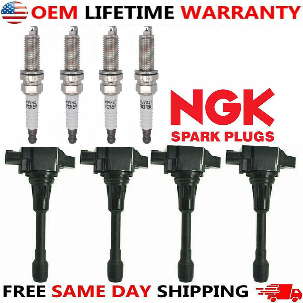 OEM Ignition Coil & NGK Ruthenium Spark Plug For 07-19 Nissan Altima Versa UF549