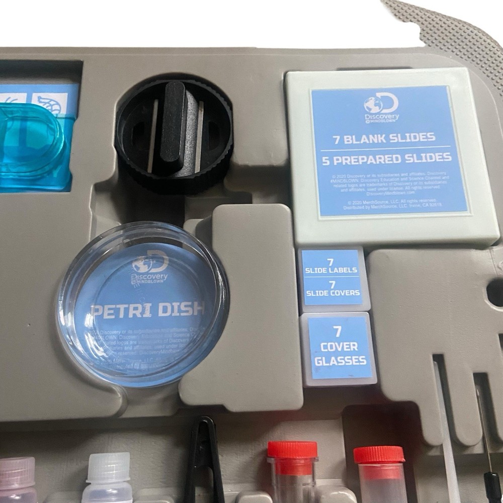 Discovery Microscope Set 48-Piece Durable Metal Framework Open Box Science Kit