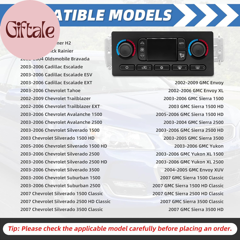 599-211XD A/C Heater Climate Control Module Panel Switch for 02-09 Chevy Silvera