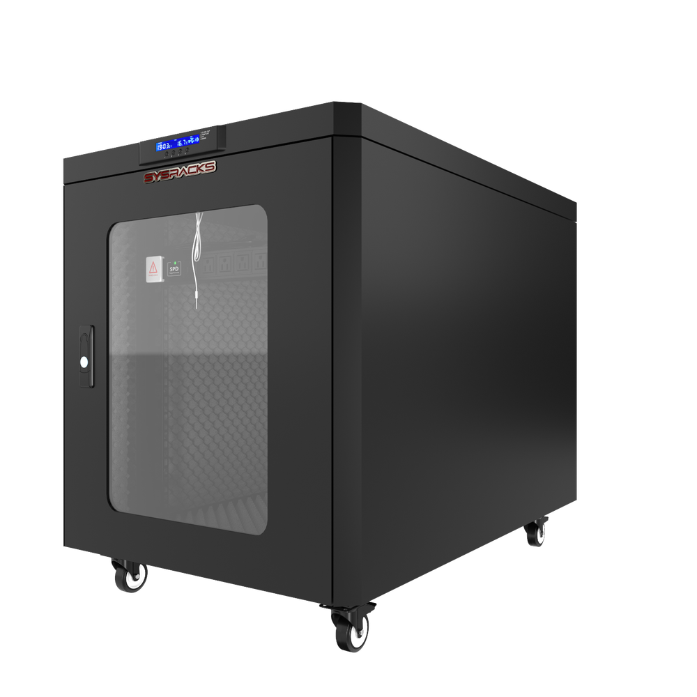 15U Sound proof Server Rack Cabinet Data Network - Cooling System - LCD Screen