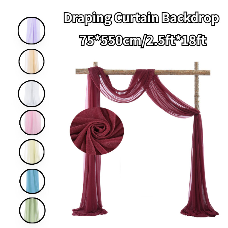 Sheer Tulle Draping Curtain 18FT Backdrop For Arch Party Wedding Ceremony Decor