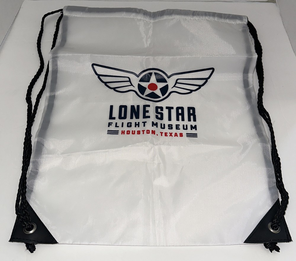 Lone Star Flight Museum Houston Texas Drawstring Backpack Shoe Bag EUC