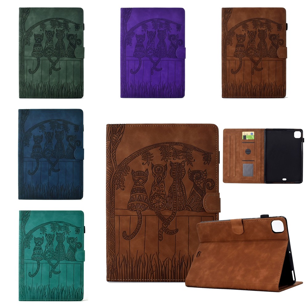 For iPad mini 7 2024/Pro11/10/6 Leather Stand Shockproof Flip Cat Pattern Case