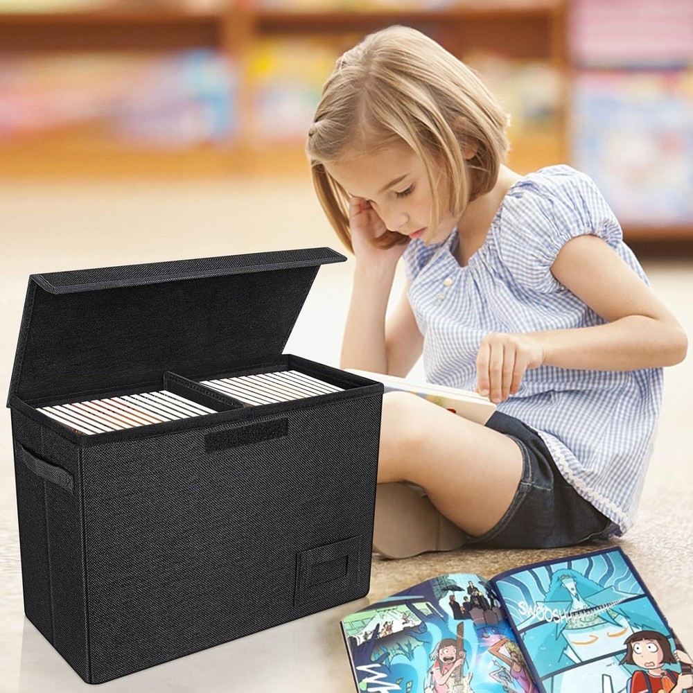 2-Pack Comic Book Organizer, Collapsible Comics Book Case with Dividers