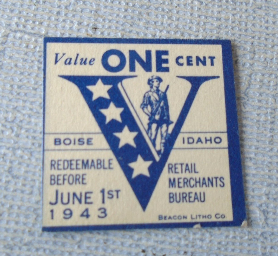 WWII emergency paper cent, Boise Idaho