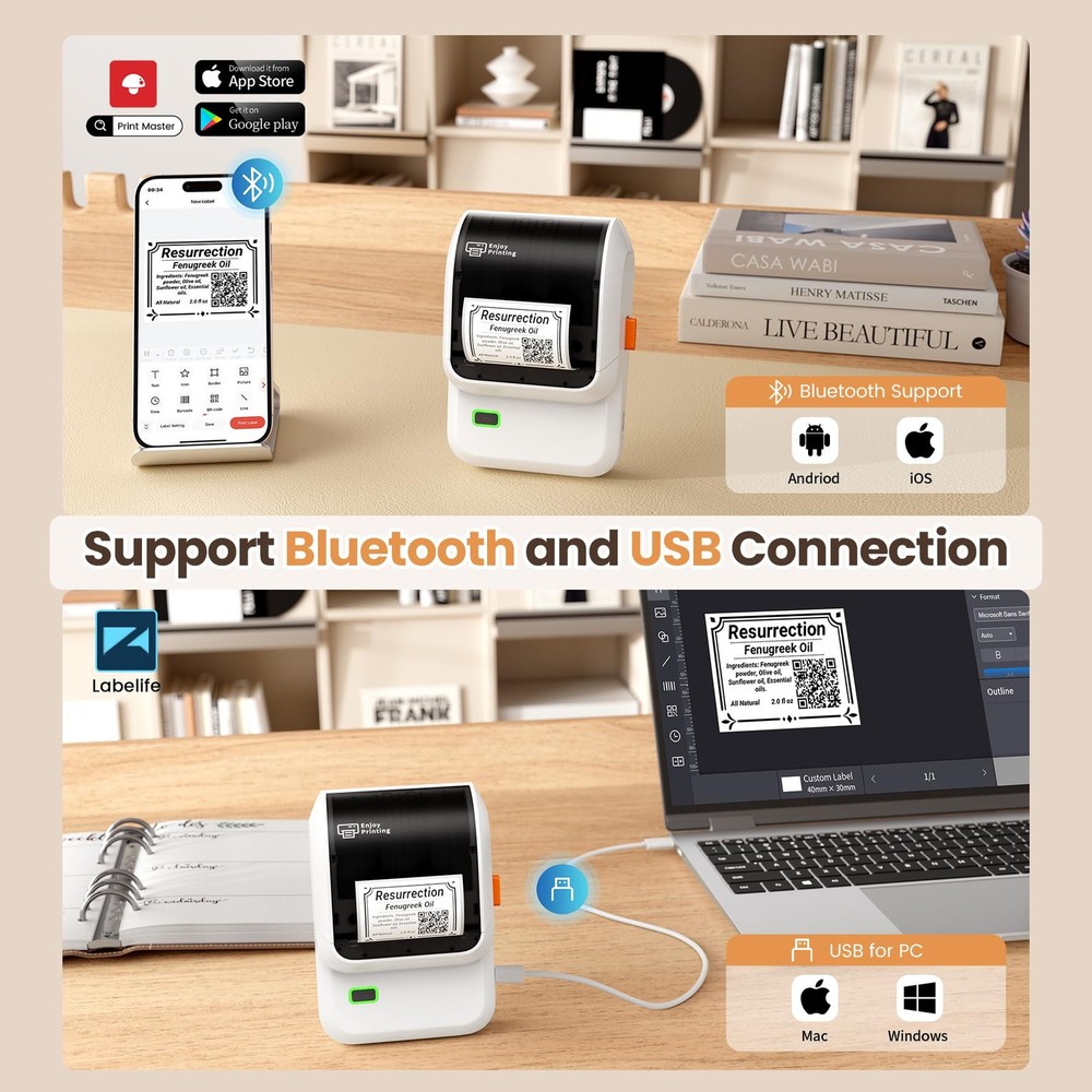 Label Maker Machine with 3 Tapes, M100 Bluetooth Label Printer, Versatile App...