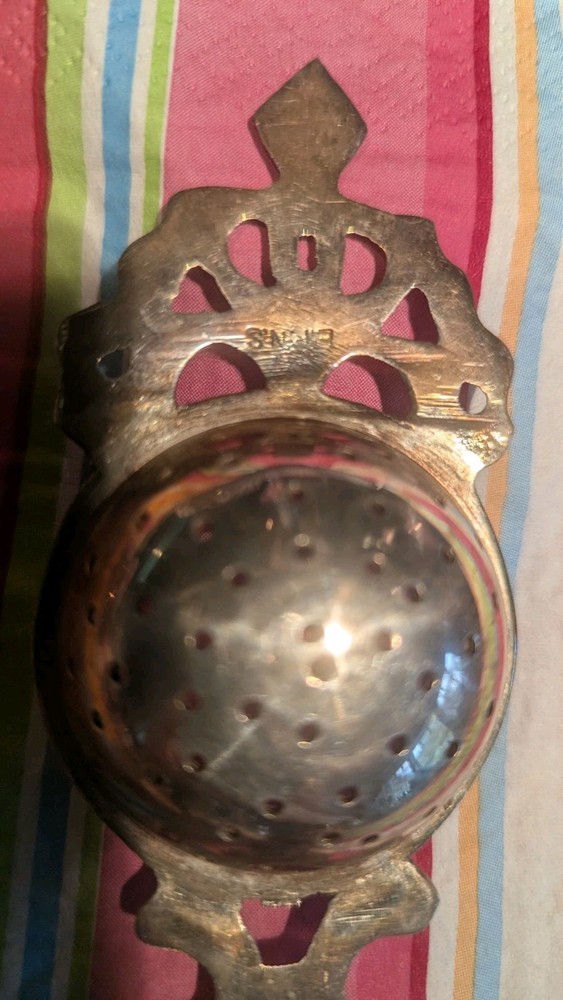 4 Sets Vintage Silverplate Tea Bag Strainers Drip Dish