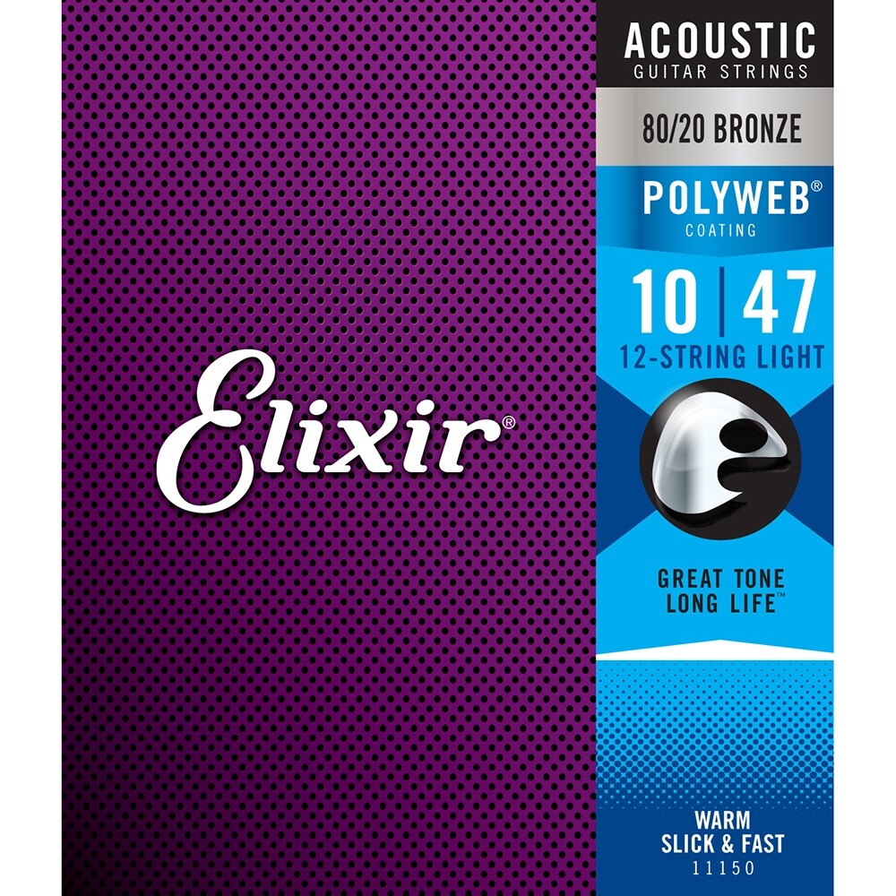 Elixir 11150 12-String 80/20 Bronze, Polyweb, Light Acoust Strings, 10-47