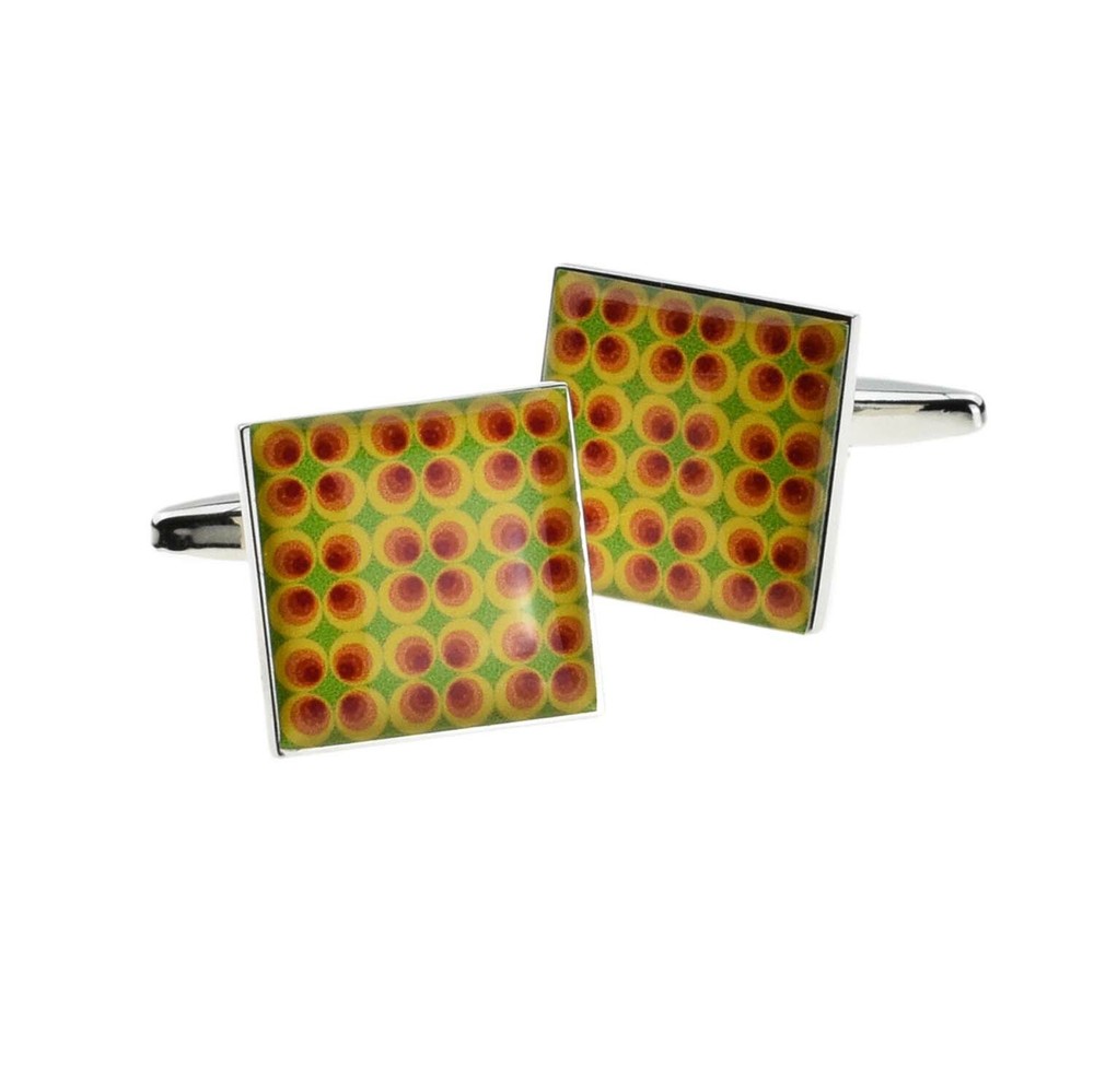 Mustard & Orange Tiled Pattern Square Design Cufflinks Boxed X2BOCS378