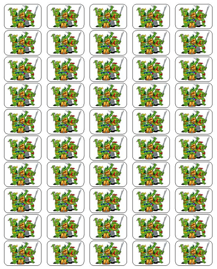 50 Teenage Mutant Ninja Turtles Envelope Seals / Labels / Stickers, 1" by 1.5"