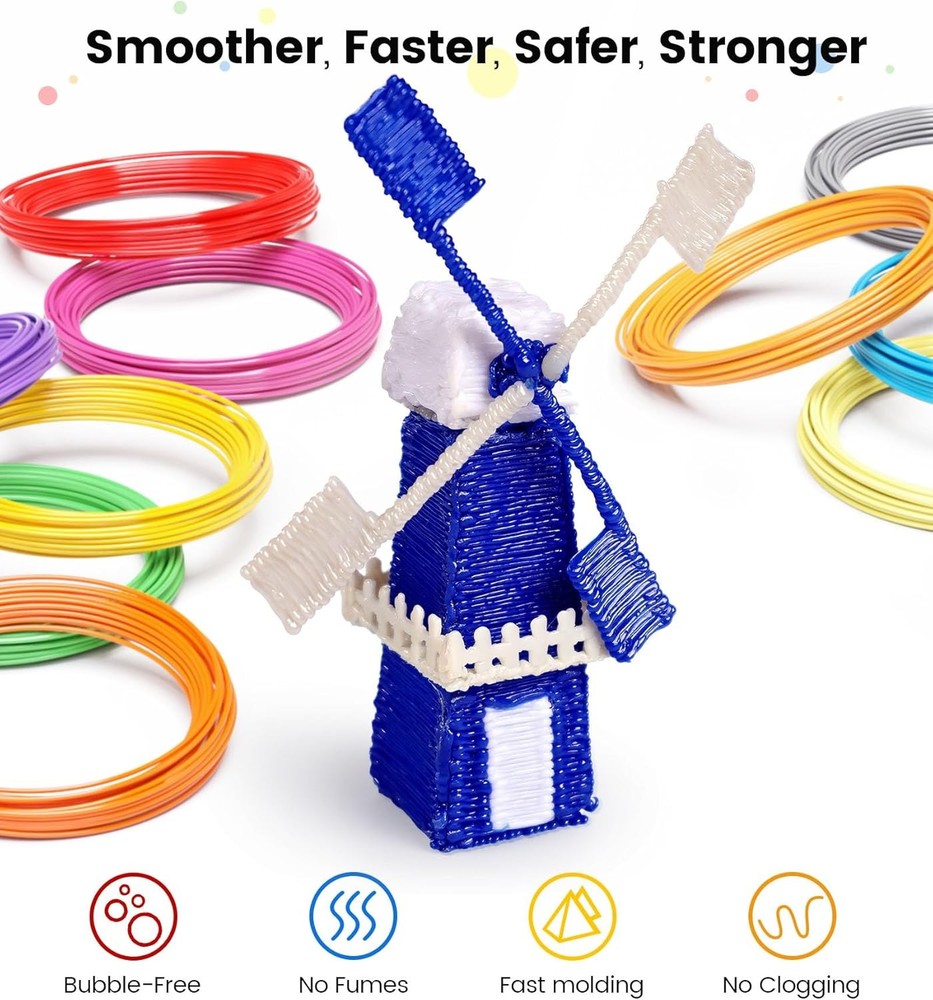 1.75mm 3D Pen Filament Refills Compatible with SCRIB3D P1/ADV MYNT3D Basic/Super