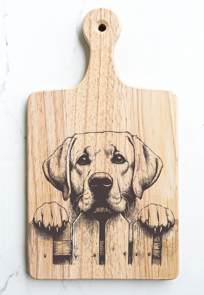 Yellow Labrador Cutting Cheese Board