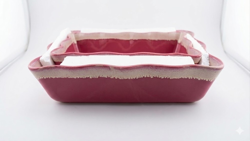 LTD Commodities Fluted Stoneware Nesting 2-Piece Baking Set in Red and Cream