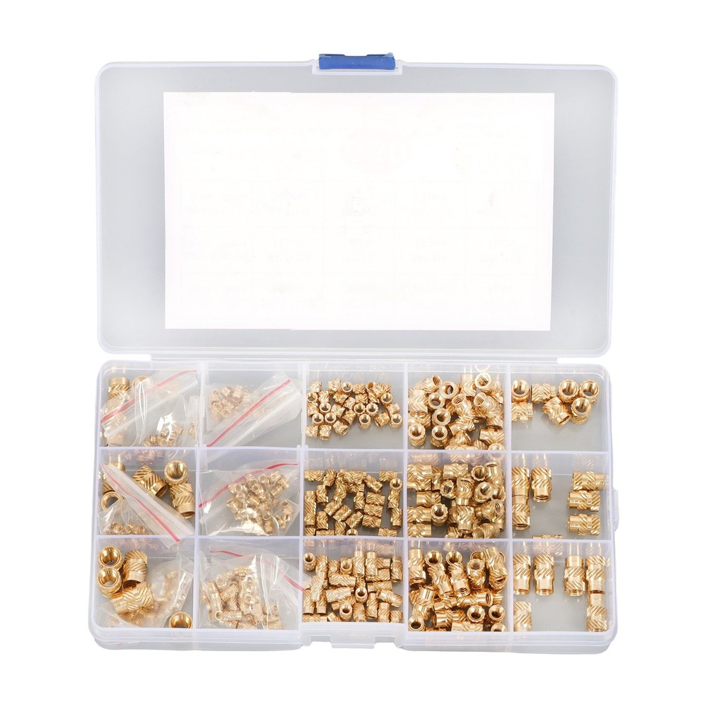 M2 M2.5 M3 M4 M5 M6 Threaded Inserts, 350Pcs Female Thread Knurled Nuts Kit