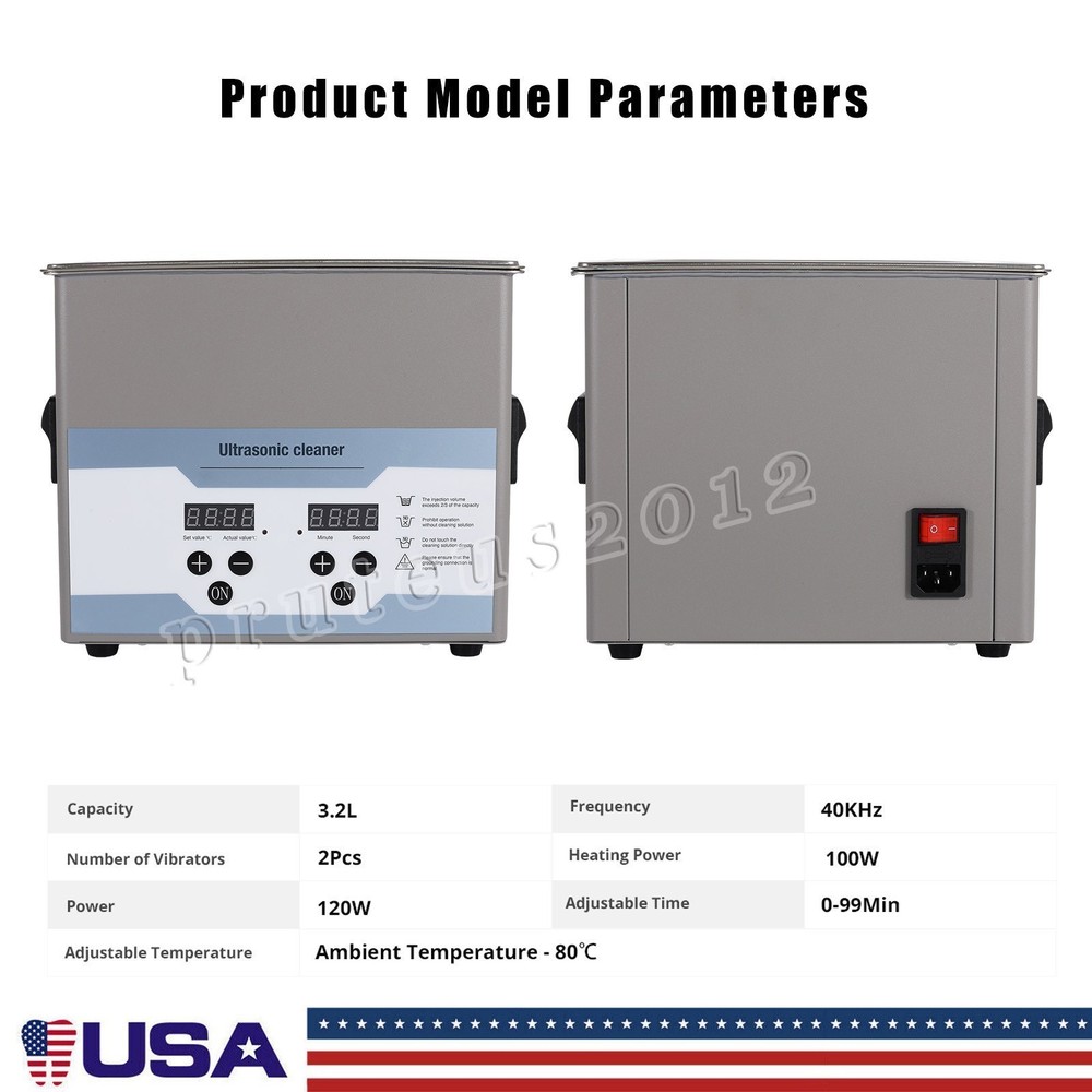 3.2L Ultrasonic Cleaner with Timer Heating Machine Digital Sonic Cleaner US